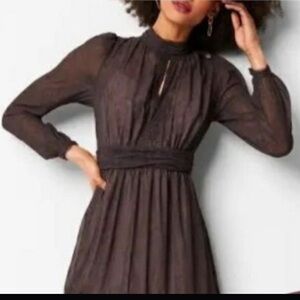 NWT - French Connection Dayo lace high neck mini dress - black - size 10